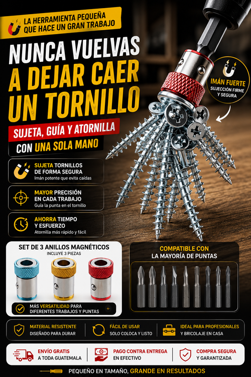 Pack de 3 Anillos Magnéticos Para Destornillador Trabaja más rápido y sin caídas