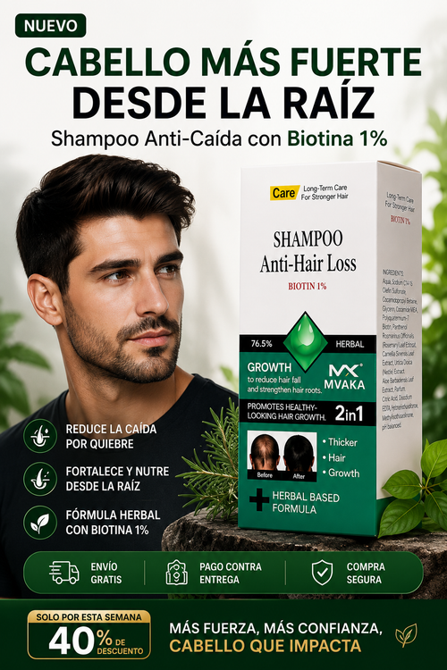 Shampoo Anti-Caída con Biotina 1% | Cabello Más Fuerte Desde la Raíz