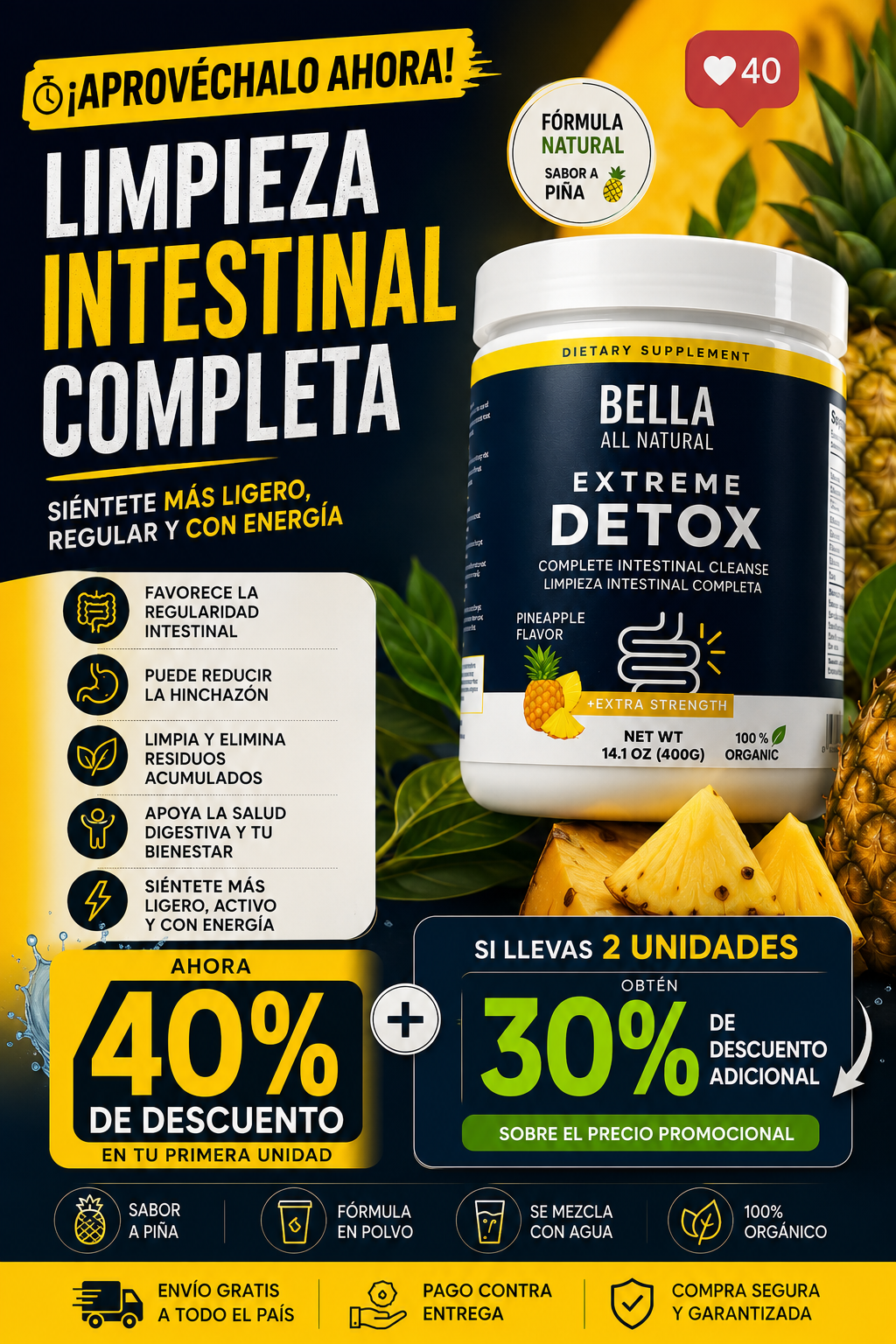 Bella Extreme Detox™ | Limpieza Intestinal Completa para Sentirte Más Ligero Todos los Días + Envío Gratis