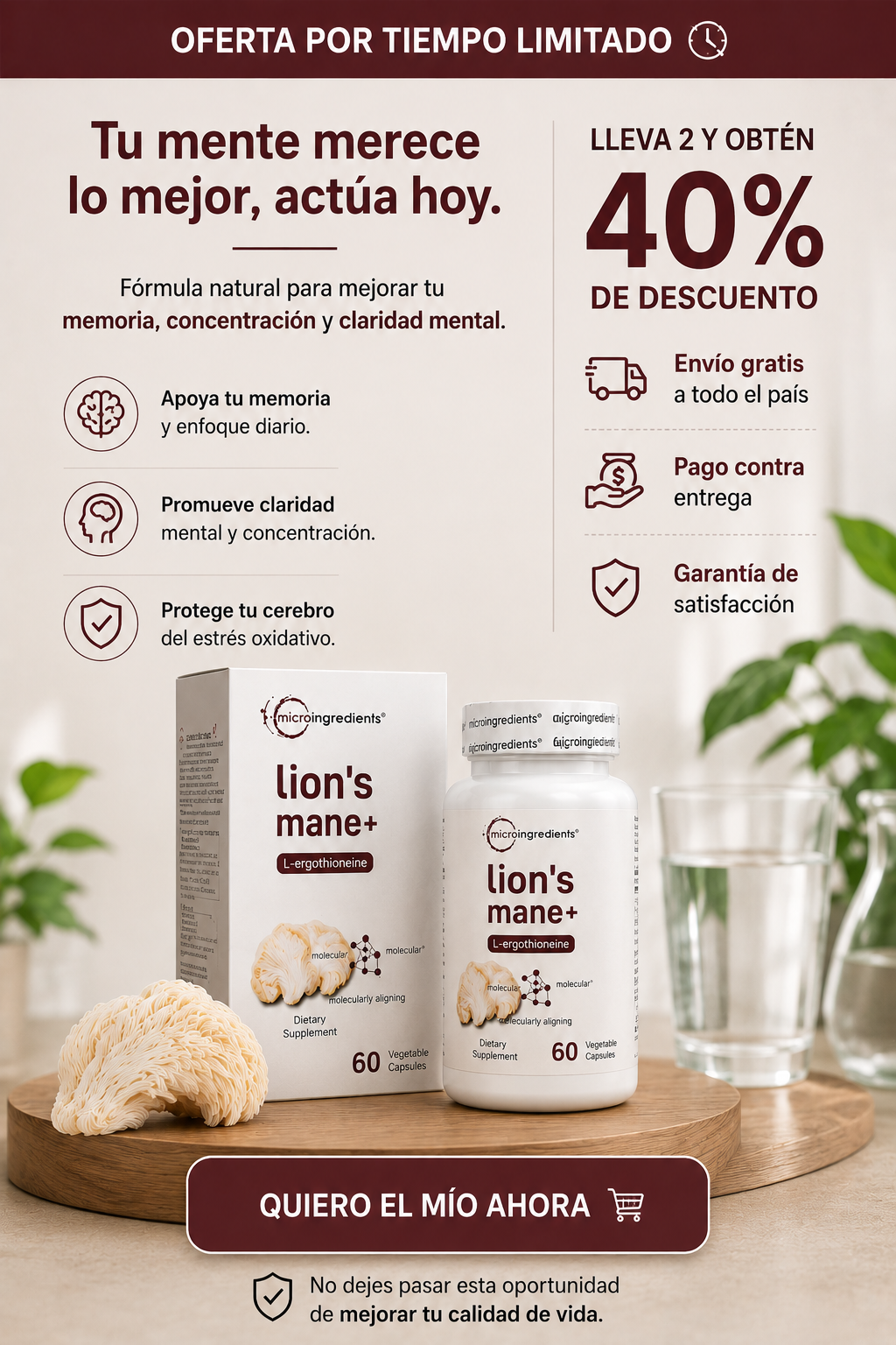 Melena de Leon/Recupera tu memoria, enfoque y claridad mental de forma natural con envío gratis🎁
