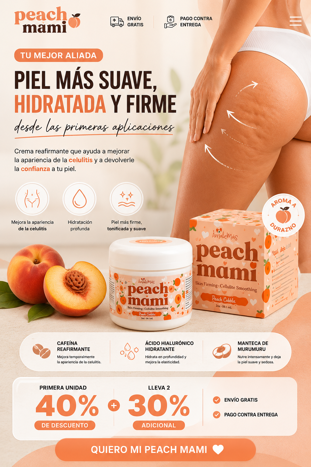 Peach Mami: Hidratación y firmeza que tu piel merece con envío gratis 🎁