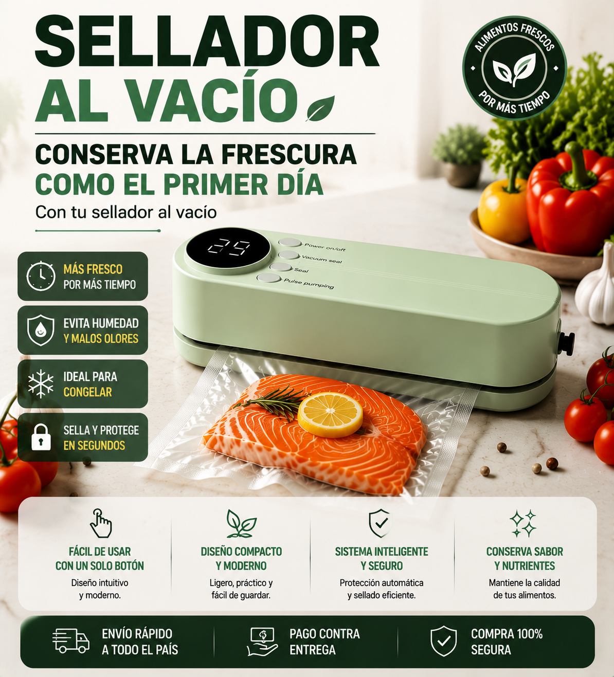 Sellador al vacío portatil/Conserva la frescura de tus alimentos por más tiempo ⭐